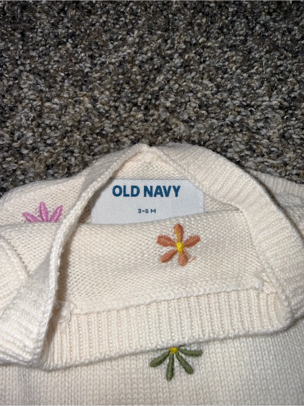 Old Navy Cream Knit Floral Embroidered Baby Set